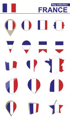 France Flag Collection. Big set for design.