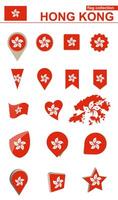 Hong Kong Flag Collection. Big set for design. vector