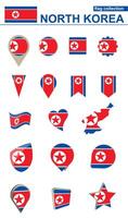 North Korea Flag Collection. Big set for design. vector