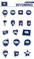 Wyoming Flag Collection. Big set for design. vector