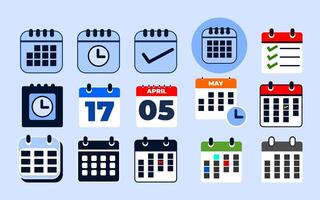 Calander icon set. set of 15 calendar icons. vector