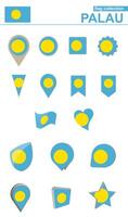 Palau Flag Collection. Big set for design. vector