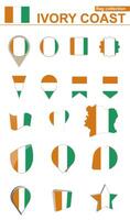 Ivory Coast Flag Collection. Big set for design. vector