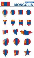 Mongolia Flag Collection. Big set for design. vector