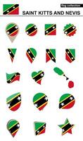 Saint Kitts and Nevis Flag Collection. Big set for design. vector