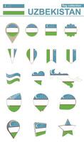 Uzbekistan Flag Collection. Big set for design. vector