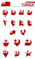 Tonga Flag Collection. Big set for design. vector