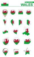 Wales Flag Collection. Big set for design. vector