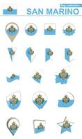 San Marino Flag Collection. Big set for design. vector