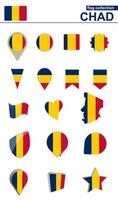 Chad Flag Collection. Big set for design. vector