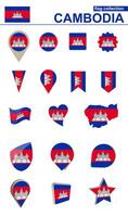 Cambodia Flag Collection. Big set for design. vector