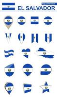 El Salvador Flag Collection. Big set for design. vector