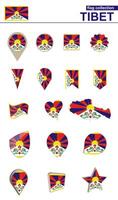 Tibet Flag Collection. Big set for design. vector