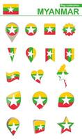 Myanmar Flag Collection. Big set for design. vector