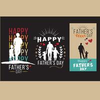 Happy Father's Day Silhouette of Father and Son or Daughter vector