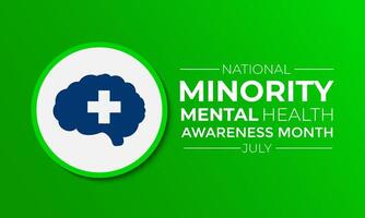 minoría mental salud conciencia mes. bandera, póster, tarjeta y antecedentes diseño. ilustración. vector