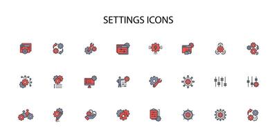 Settings icon set..Editable stroke.linear style sign for use web design,logo.Symbol illustration. vector