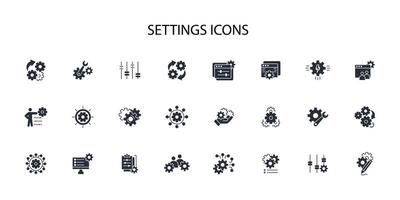 Settings icon set..Editable stroke.linear style sign for use web design,logo.Symbol illustration. vector