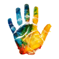 bunt Hand druckt auf transparent Hintergrund png