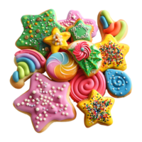 Colorful Tasty Biscuits on Transparent Background png