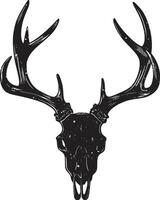 A black silhouette of Deer skull clip art. Hunter man design. Design template for Deer. vector