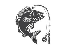 A black silhouette of Fishing clip art. Design template for buss Fish. vector