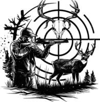 A black silhouette of Deer skull clip art. Hunter man design. Design template for Deer. vector