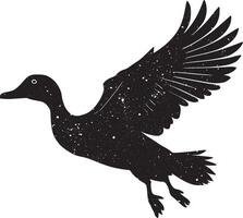 un negro silueta de Pato acortar Arte. volador Pato diseño. diseño modelo para pato. vector