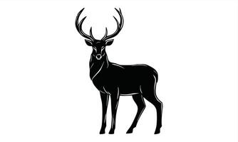 A black silhouette of Deer skull clip art. Hunter man design. Design template for Deer. vector
