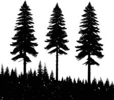 Conifer pine trees in a forest or park simple icon for nature. Trunk environment deciduous pine trees silhouette logo. vector