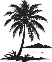 un negro silueta de Coco árbol acortar Arte. Coco árbol pintree diseño. diseño modelo para Coco árbol. vector