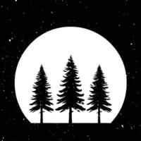 Conifer pine trees in a forest or park simple icon for nature. Trunk environment deciduous pine trees silhouette logo. vector