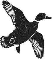 A black silhouette of Duck clip art. Flying duck design. Design template for Duck. vector