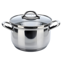 Stainless steel cooking pot with lid on Transparent Background png