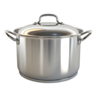 Stainless steel cooking pot with lid on Transparent Background png