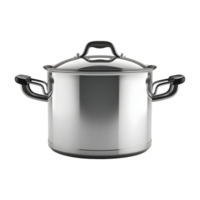 Stainless steel cooking pot with lid on Transparent Background png