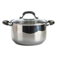 Stainless steel cooking pot with lid on Transparent Background png