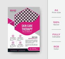 Beauty and spa salon flyer template design with creative shapes vector