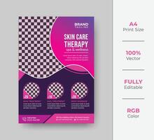 Beauty and spa salon flyer template design with creative shapes vector