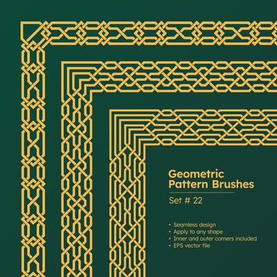 Set of Geometric Pattern Brushes Greek Borders Design