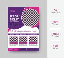 Beauty and spa salon flyer template design with creative shapes vector