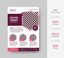 Beauty and spa salon flyer template design with creative shapes vector