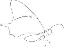 Butterfly continuous line drawing design isolated on white background for logo or decorative element. Insect shape illustration in trendy line style. vector