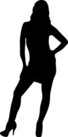 beautiful female model, in the art of silhouette drawing, illustration vector