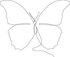 Butterfly continuous line drawing design isolated on white background for logo or decorative element. Insect shape illustration in trendy line style. vector