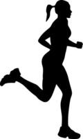 Silhouette of beautiful female athlete running silhouette illustration vector