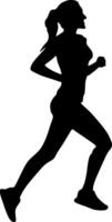 Silhouette of beautiful female athlete running silhouette illustration vector