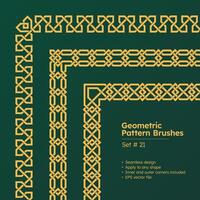 Set of Geometric Pattern Brushes Greek Borders Design or Chinese and Islamic Style Border Pattern Brushes vector