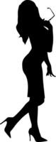 Business Woman Silhouette Over Black and White Background Illustration vector