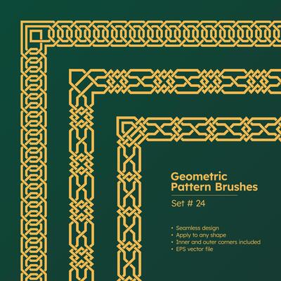 Set of Geometric Pattern Brushes and Beautiful Greek Borders Design